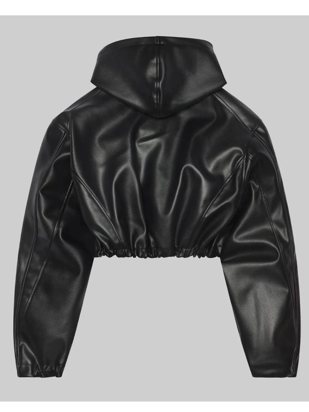 KHY Kylie Jenner Women’s Black Leather Hooded Zip Jacket - Picture 3 of 6